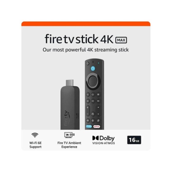 Amazon Fire TV Stick 4K Max Perangkat Streaming 16GB Wi-Fi 6E, Pengalaman Lingkungan (Generasi Kedua 2023)